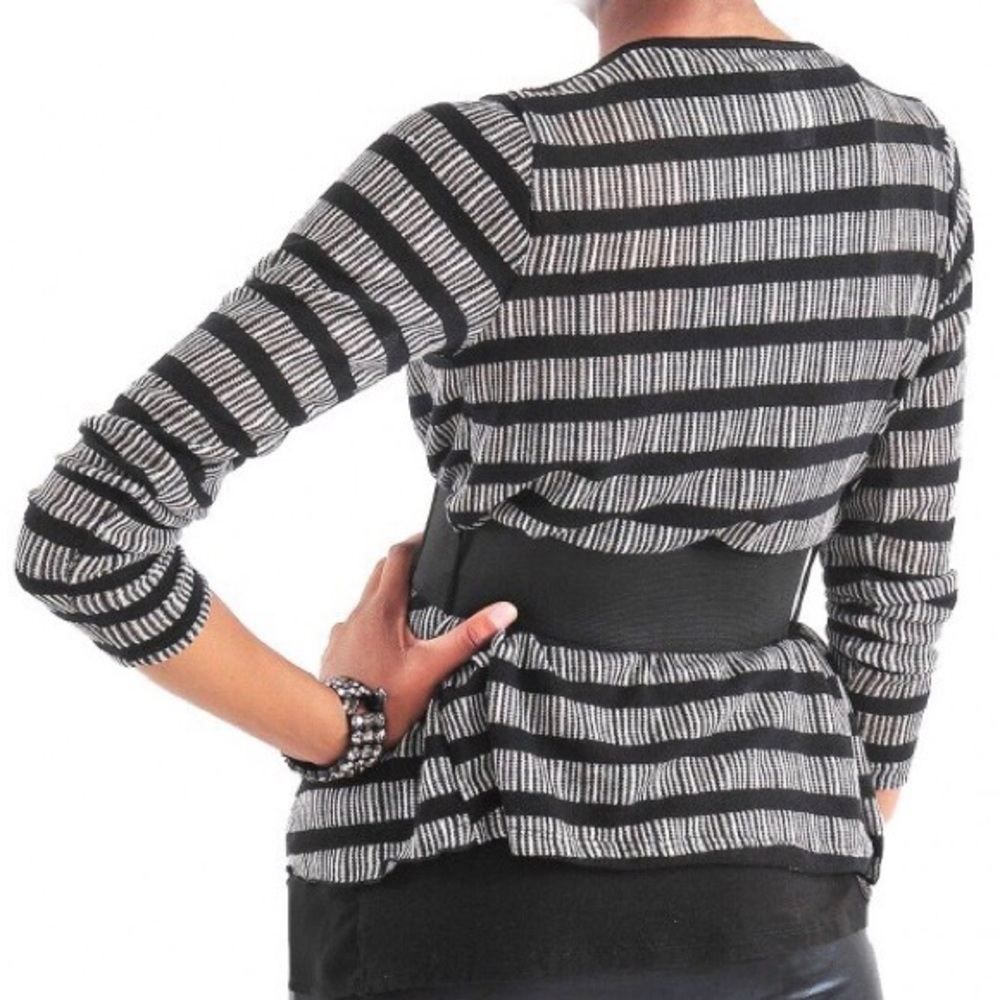Stripe Belted Ruffle Cardigan - Picture 2 of 2